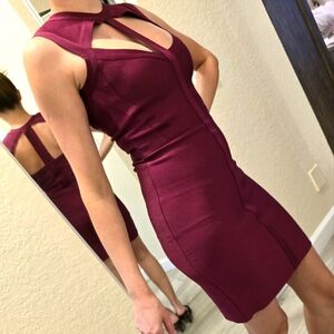 Bodycone Stretchy Burgundy dress. Brand new. Size S